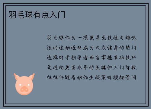 羽毛球有点入门